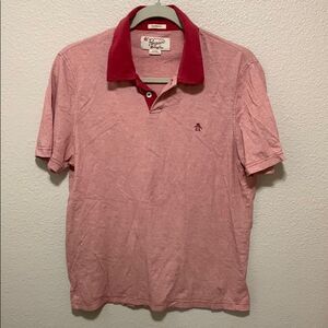 Original Penguin Red Polo Shirt with Textured Fabric